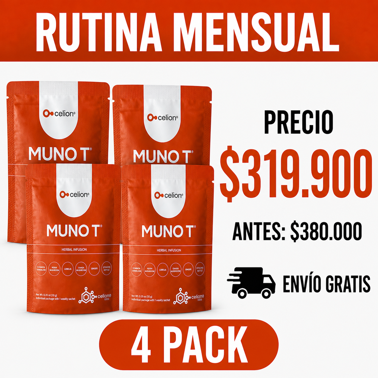 Rutina mensual (4 pack) MAYOR AHORRO – $319.900